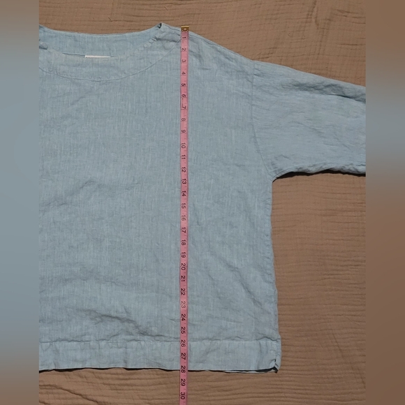 bryn Walker Light Blue 100% Linen Boxy Tunic Top Size XL Made in USA - Picture 4 of 10